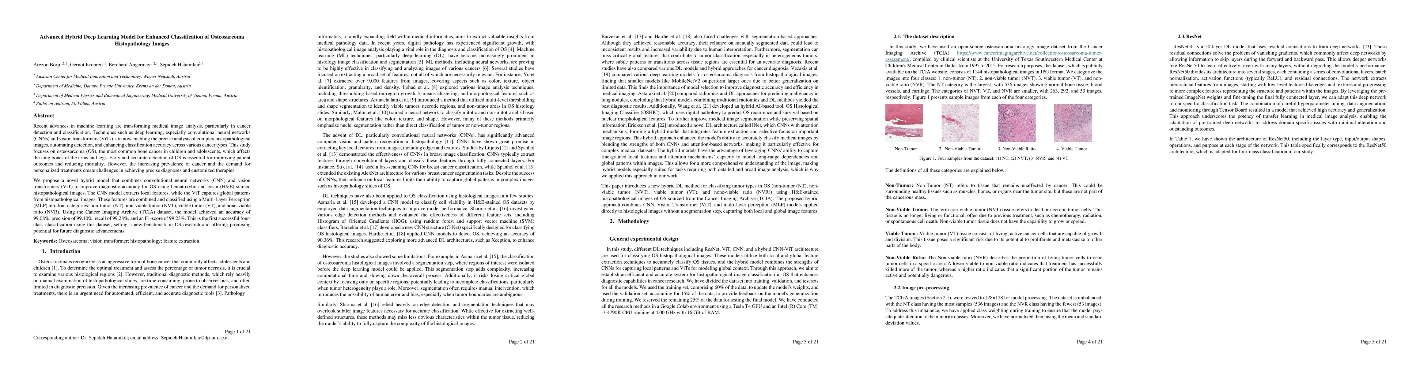 Thumbnail for Advanced Hybrid Deep Learning Model for Enhanced Classification of
  Osteosarcoma Histopathology Images