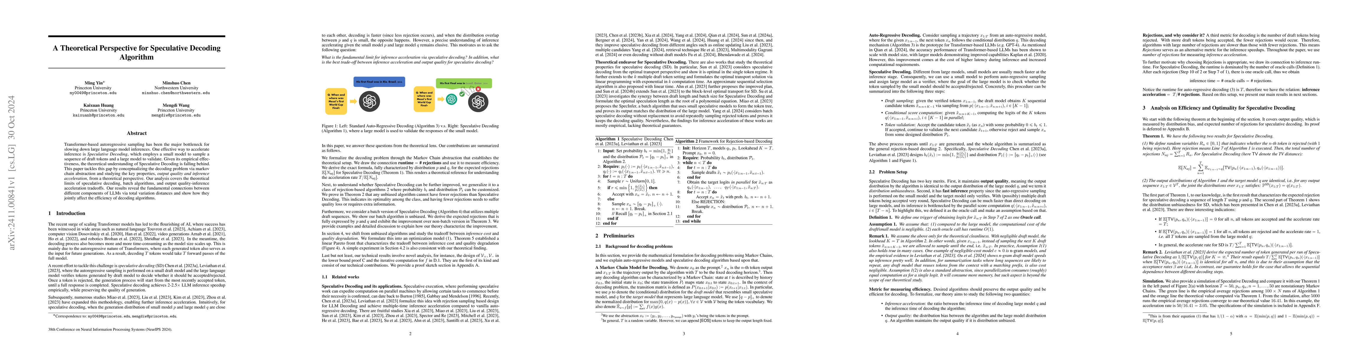 Thumbnail for A Theoretical Perspective for Speculative Decoding Algorithm