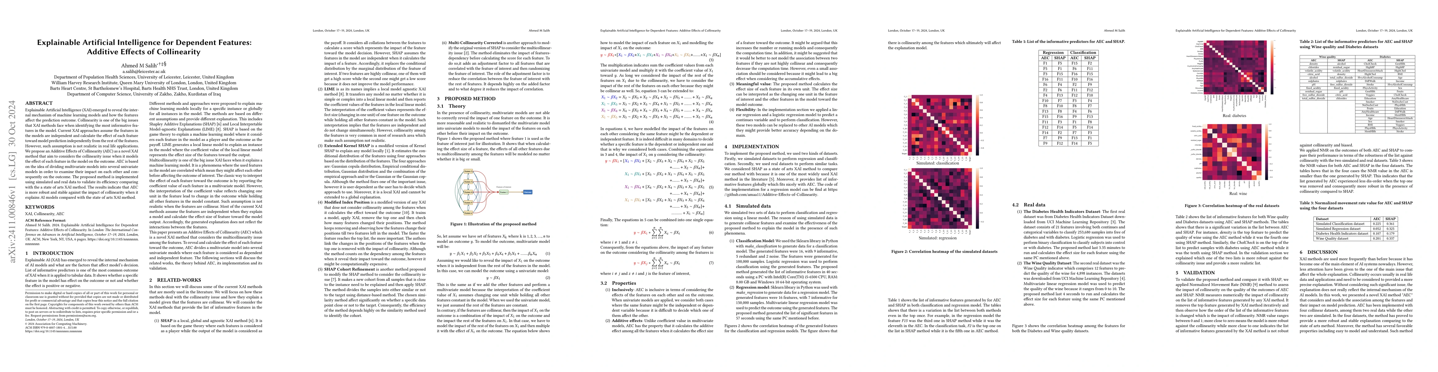 Thumbnail for Explainable Artificial Intelligence for Dependent Features: Additive
  Effects of Collinearity