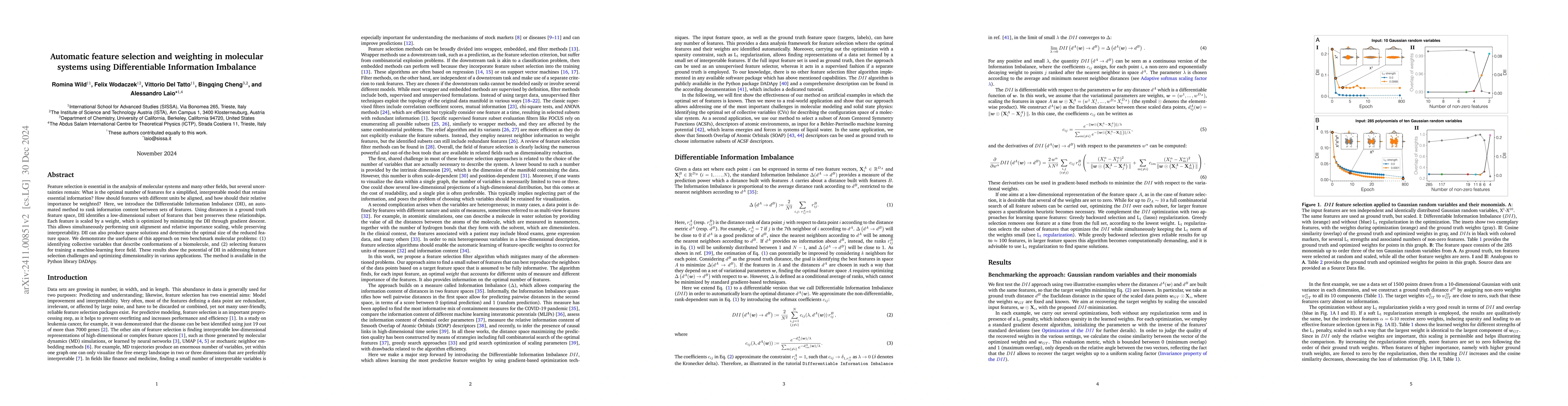Thumbnail for Automatic feature selection and weighting using Differentiable
  Information Imbalance