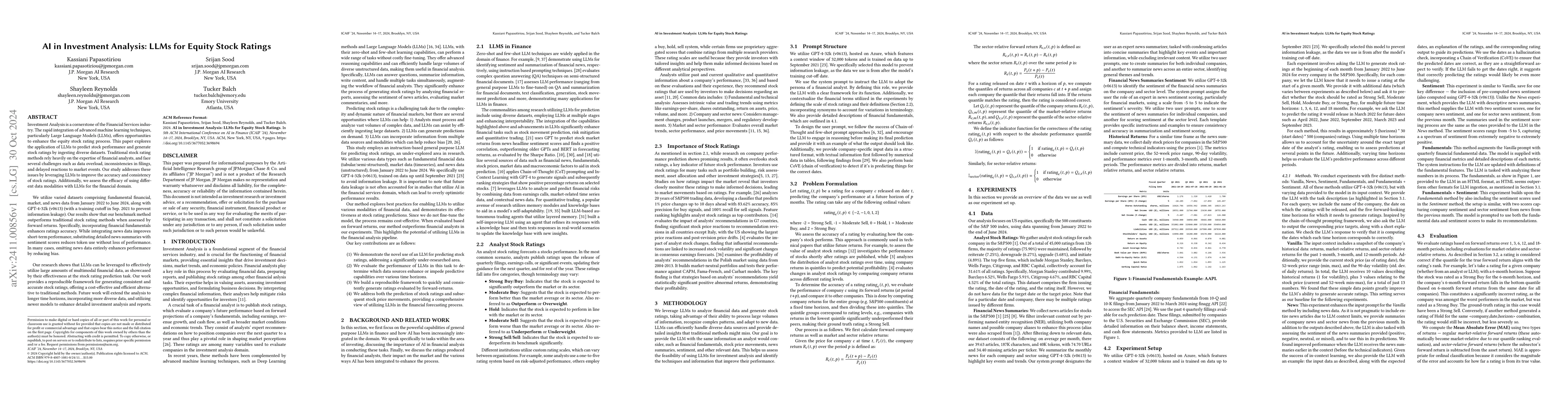 Thumbnail for AI in Investment Analysis: LLMs for Equity Stock Ratings