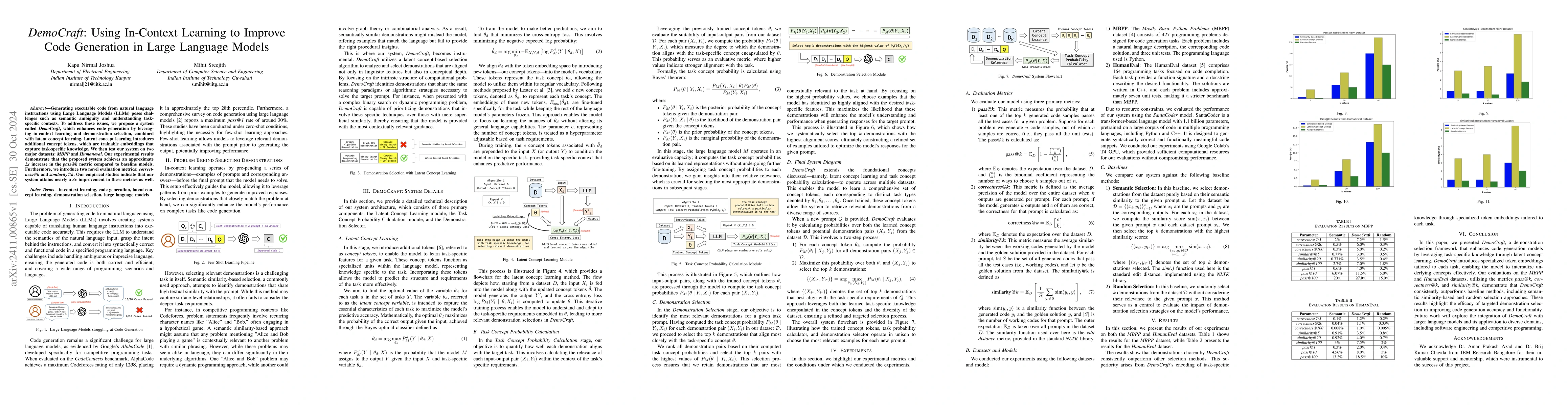 Thumbnail for DemoCraft: Using In-Context Learning to Improve Code Generation in Large
  Language Models