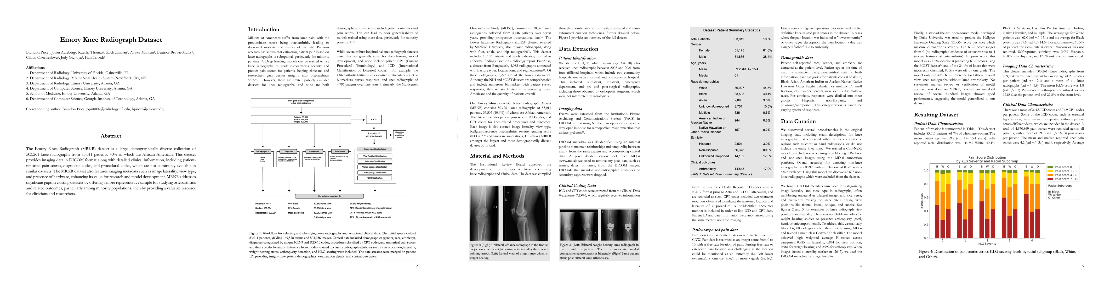 Thumbnail for Emory Knee Radiograph (MRKR) Dataset
