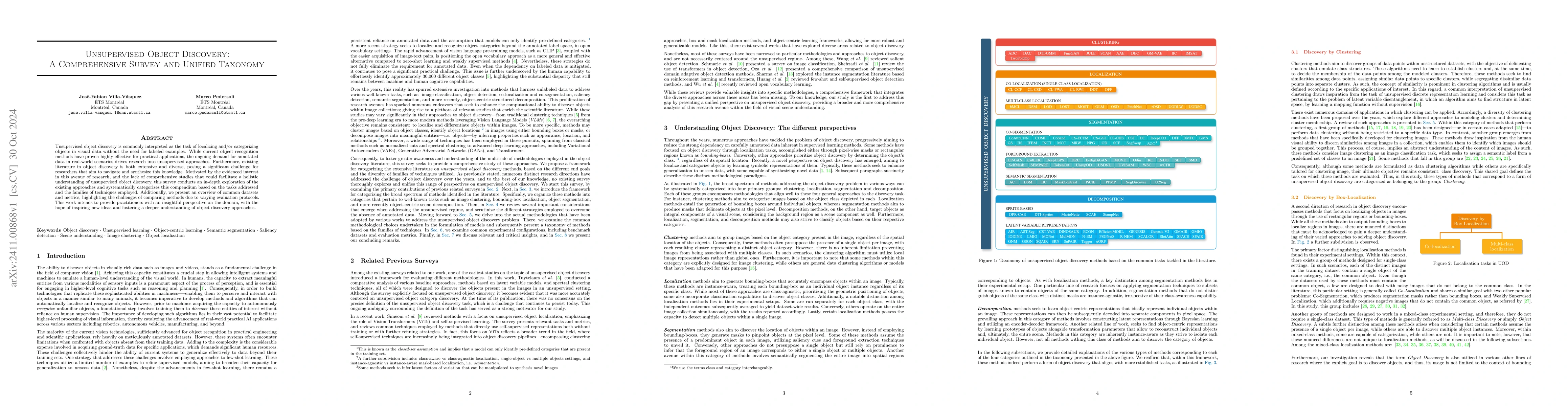 Thumbnail for Unsupervised Object Discovery: A Comprehensive Survey and Unified
  Taxonomy