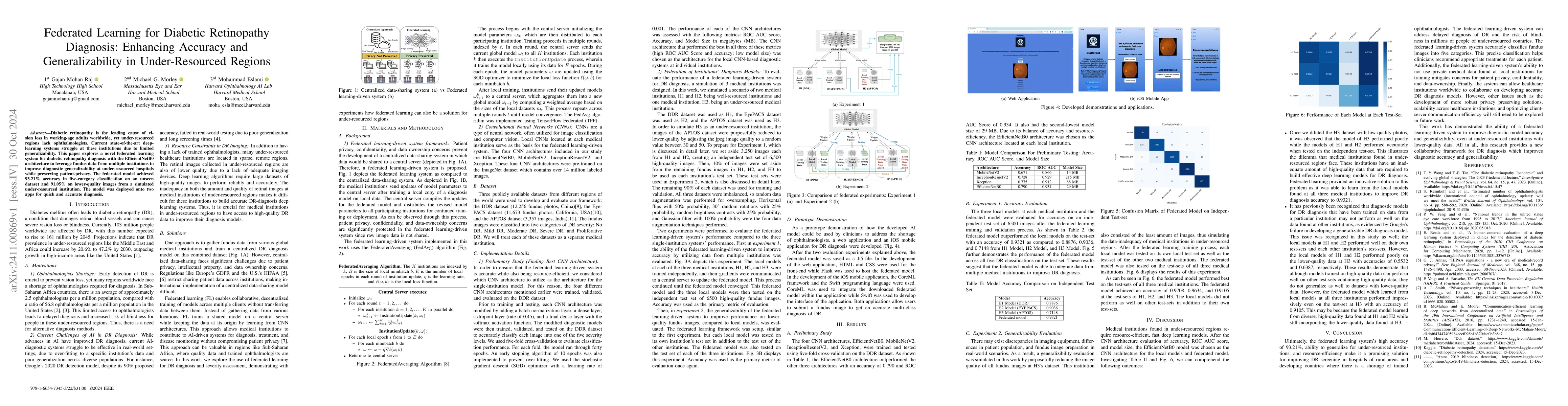 Thumbnail for Federated Learning for Diabetic Retinopathy Diagnosis: Enhancing
  Accuracy and Generalizability in Under-Resourced Regions