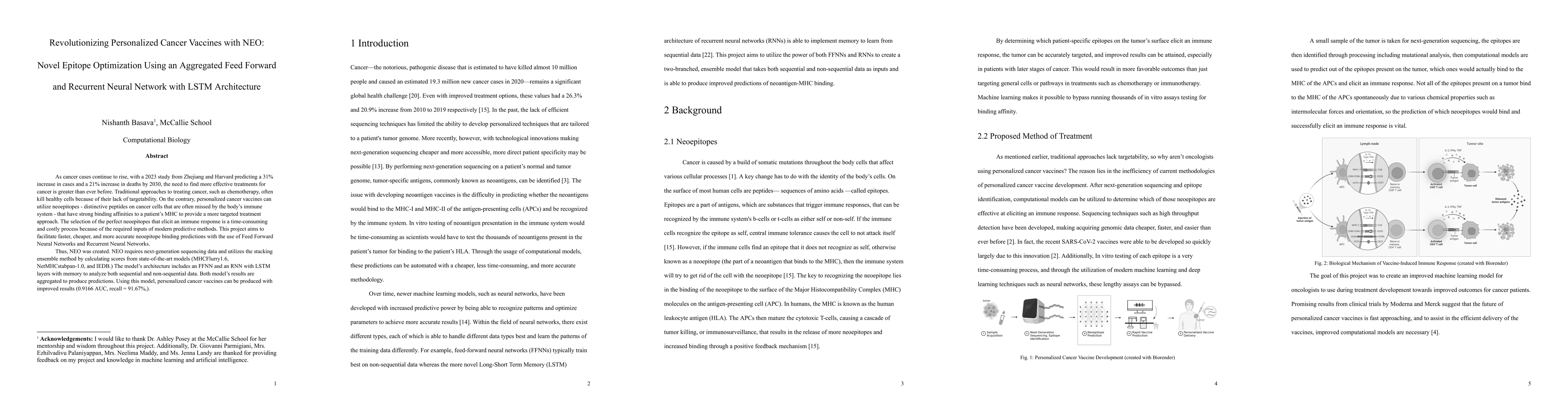 Thumbnail for Revolutionizing Personalized Cancer Vaccines with NEO: Novel Epitope
  Optimization Using an Aggregated Feed Forward and Recurrent Neural Network
  with LSTM Architecture