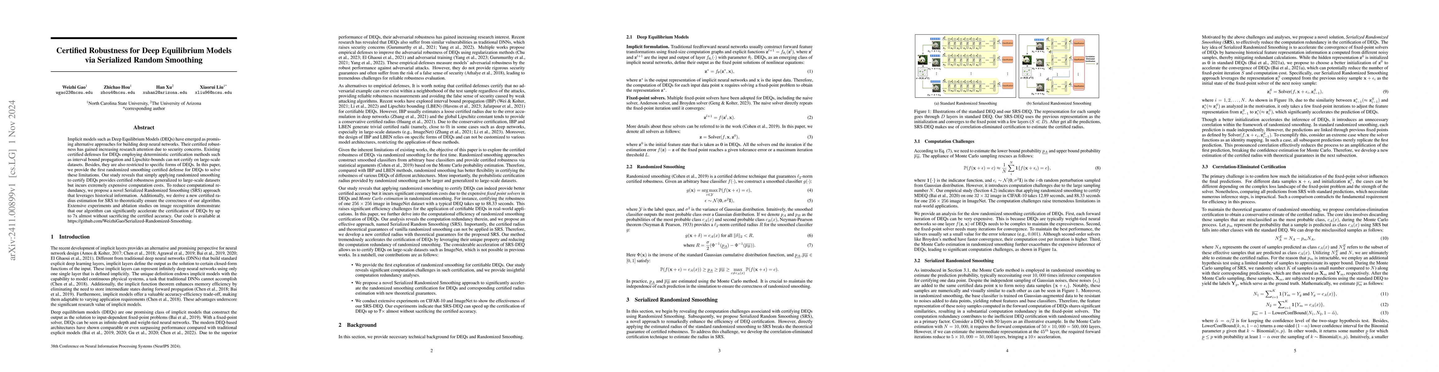 Thumbnail for Certified Robustness for Deep Equilibrium Models via Serialized Random
  Smoothing