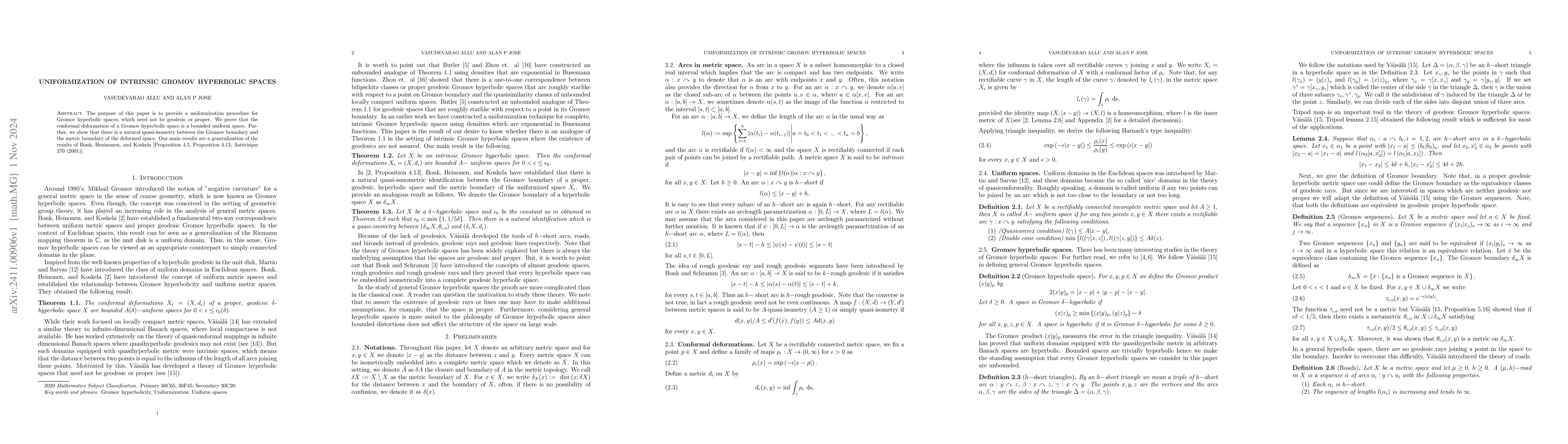 Thumbnail for Uniformization of intrinsic Gromov hyperbolic spaces