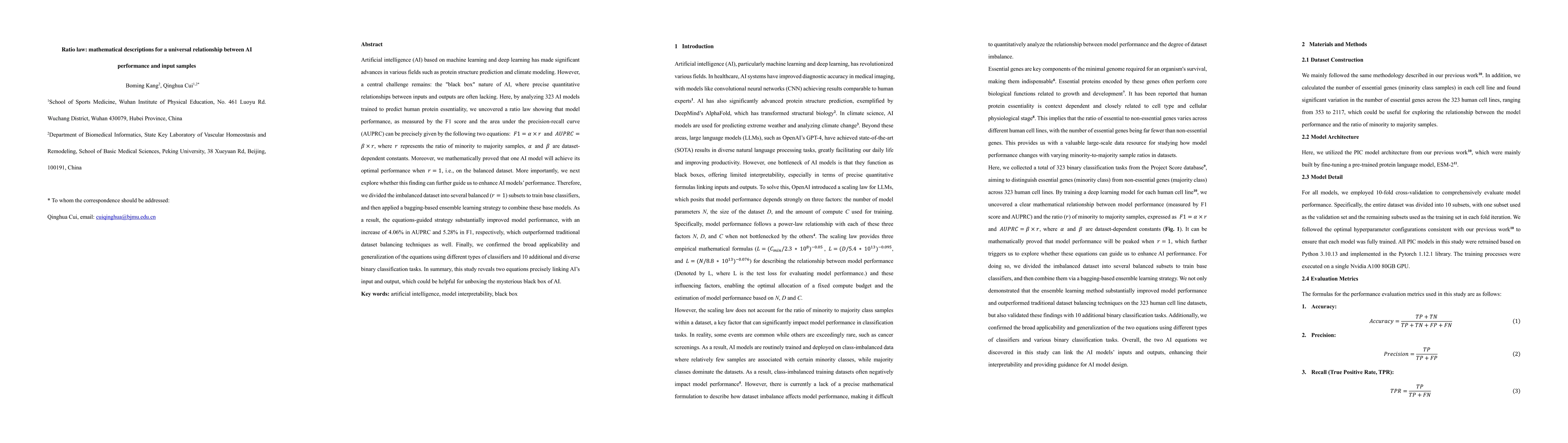 Thumbnail for Ratio law: mathematical descriptions for a universal relationship
  between AI performance and input samples
