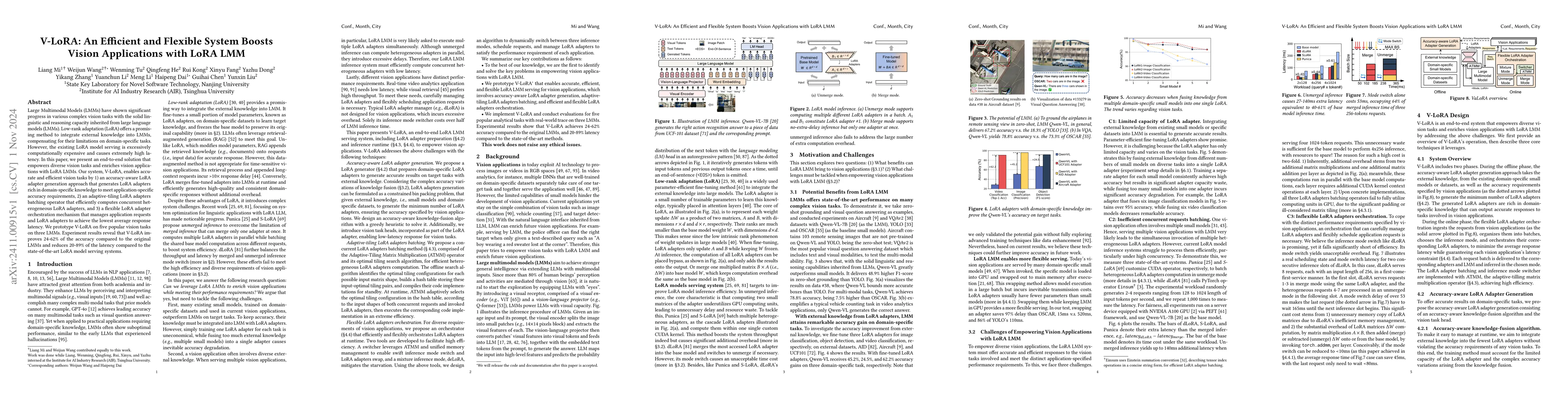 Thumbnail for V-LoRA: An Efficient and Flexible System Boosts Vision Applications with
  LoRA LMM