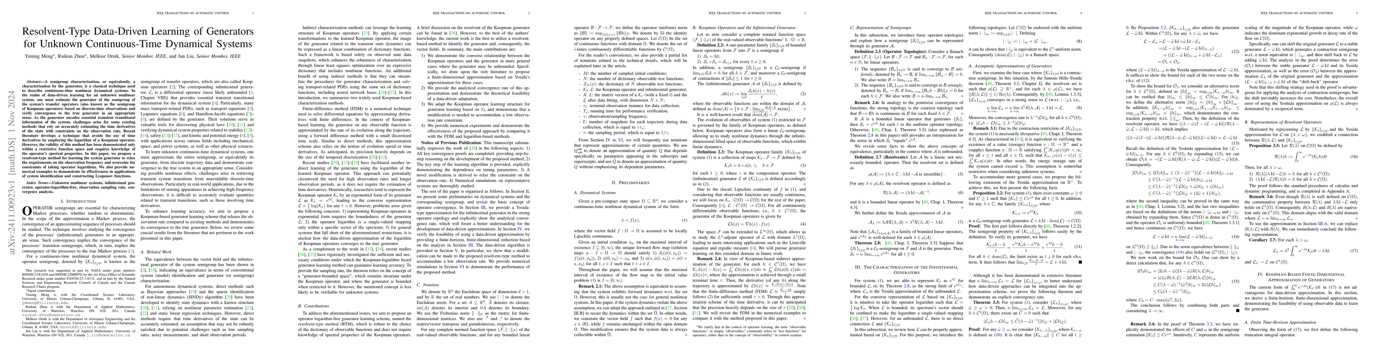 Thumbnail for Resolvent-Type Data-Driven Learning of Generators for Unknown
  Continuous-Time Dynamical Systems