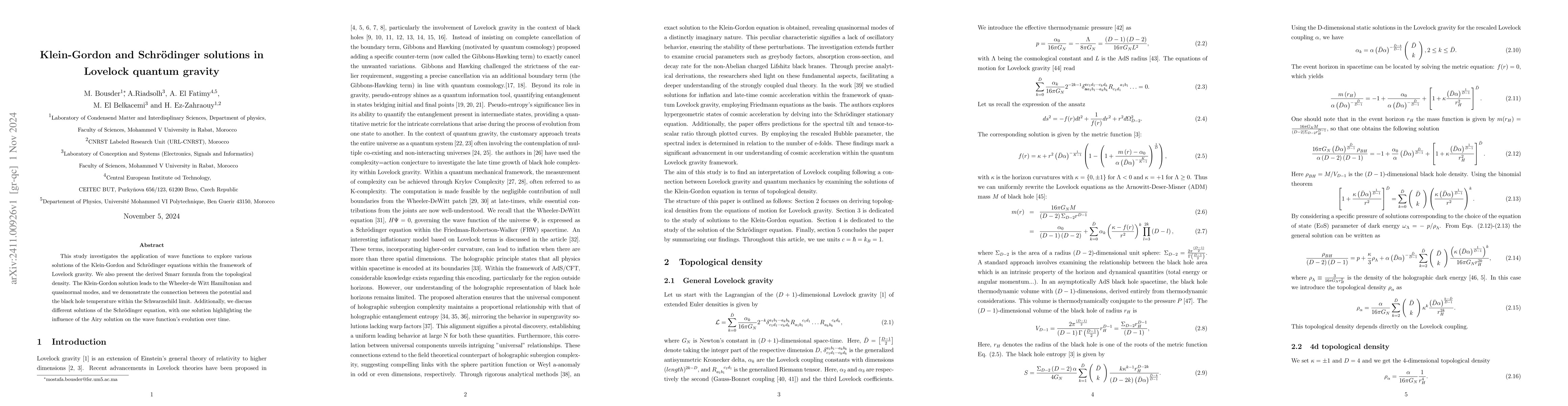 Thumbnail for Klein-Gordon and Schrödinger solutions in Lovelock quantum gravity