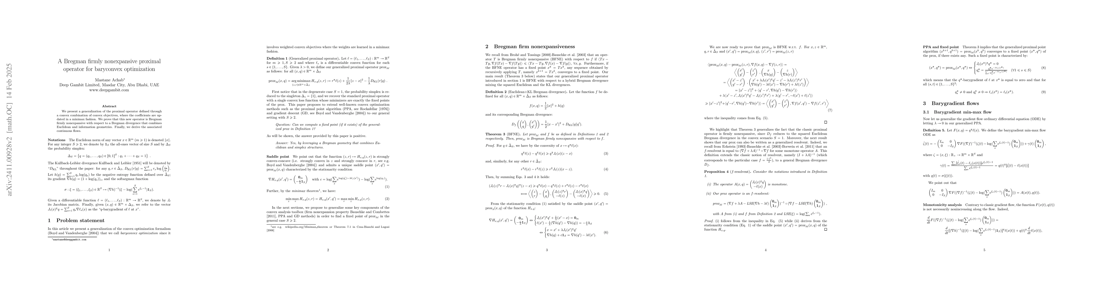 Thumbnail for A Bregman firmly nonexpansive proximal operator for baryconvex
  optimization