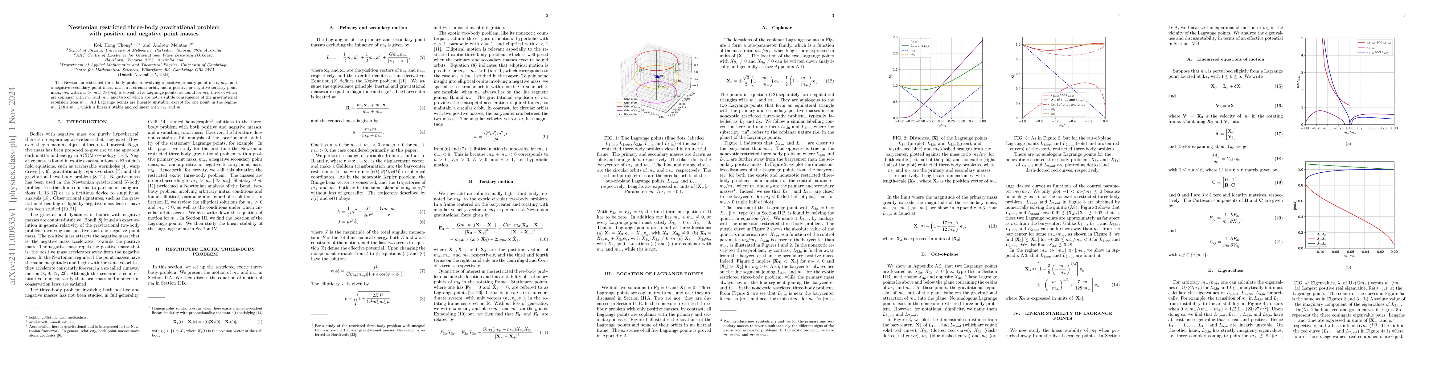 Thumbnail for Newtonian restricted three-body gravitational problem with positive and
  negative point masses