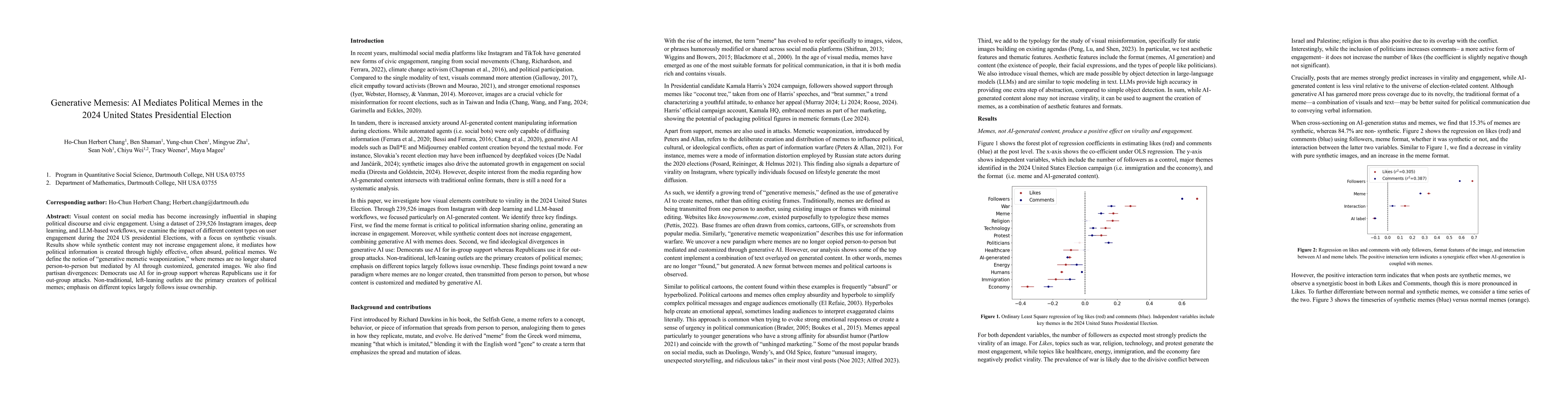Thumbnail for Generative Memesis: AI Mediates Political Memes in the 2024 USA
  Presidential Election