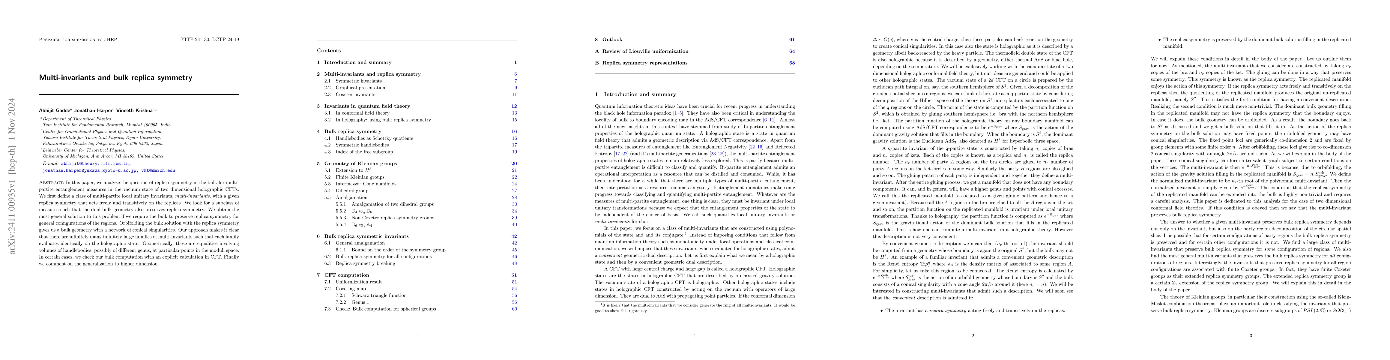 Thumbnail for Multi-invariants and Bulk Replica Symmetry