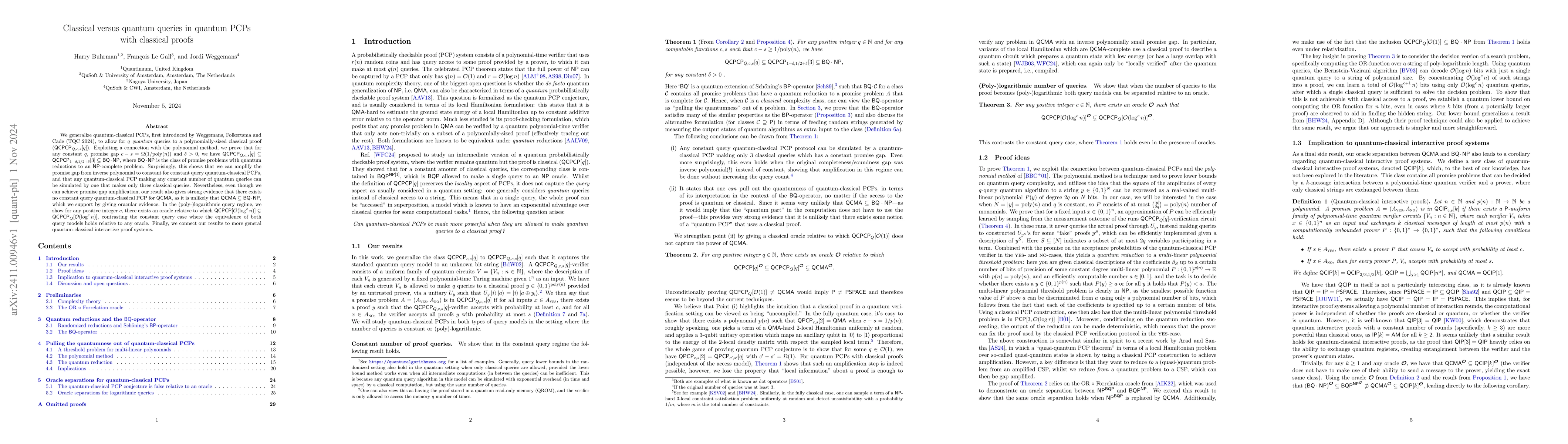 Thumbnail for Classical versus quantum queries in quantum PCPs with classical proofs