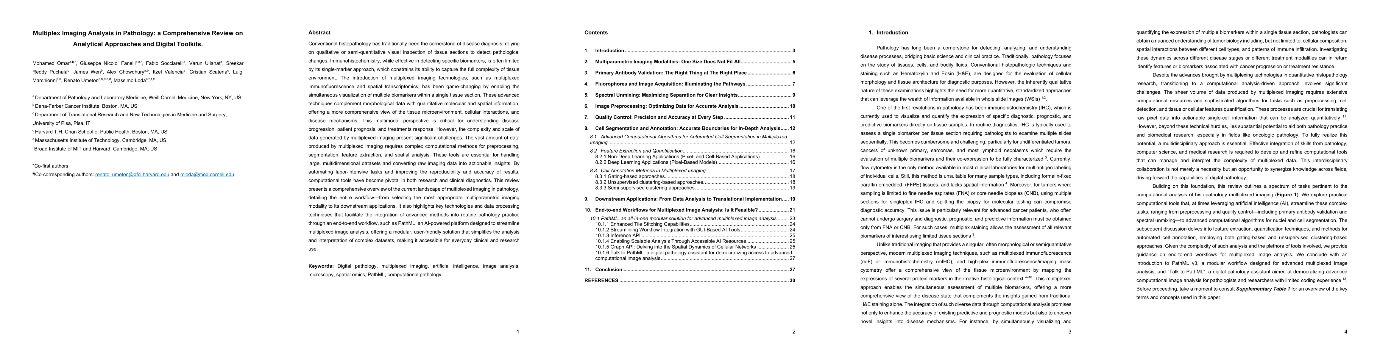 Thumbnail for Multiplex Imaging Analysis in Pathology: a Comprehensive Review on
  Analytical Approaches and Digital Toolkits