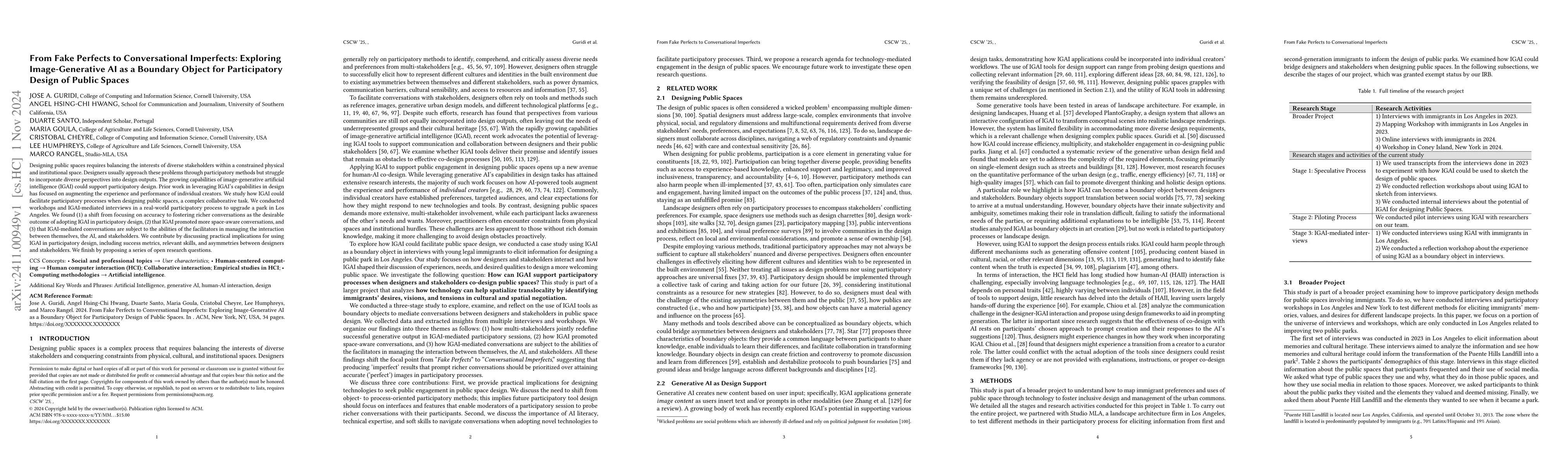 Thumbnail for From Fake Perfects to Conversational Imperfects: Exploring
  Image-Generative AI as a Boundary Object for Participatory Design of Public
  Spaces