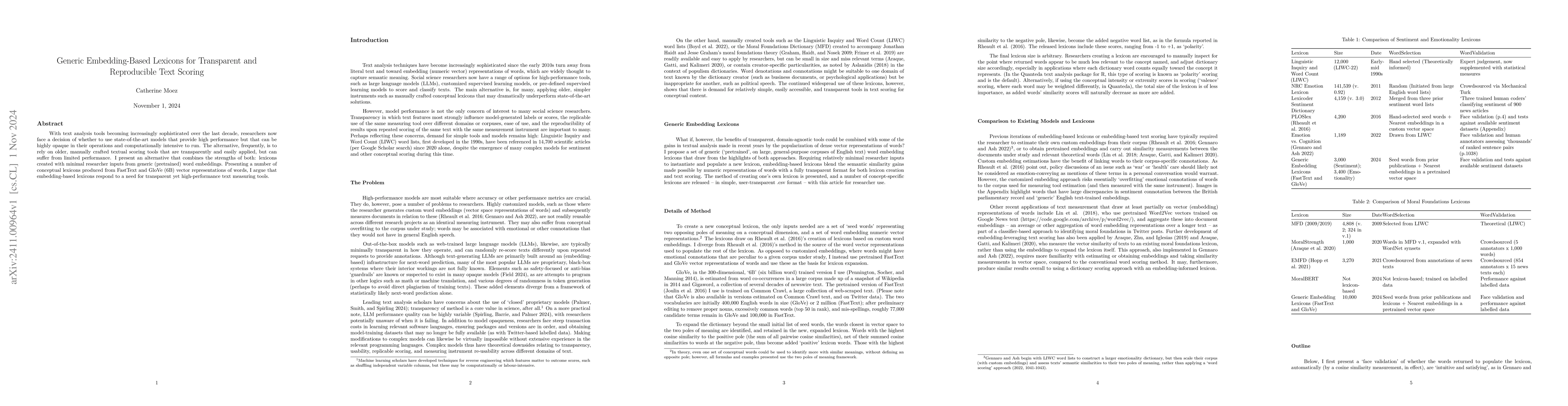 Thumbnail for Generic Embedding-Based Lexicons for Transparent and Reproducible Text
  Scoring