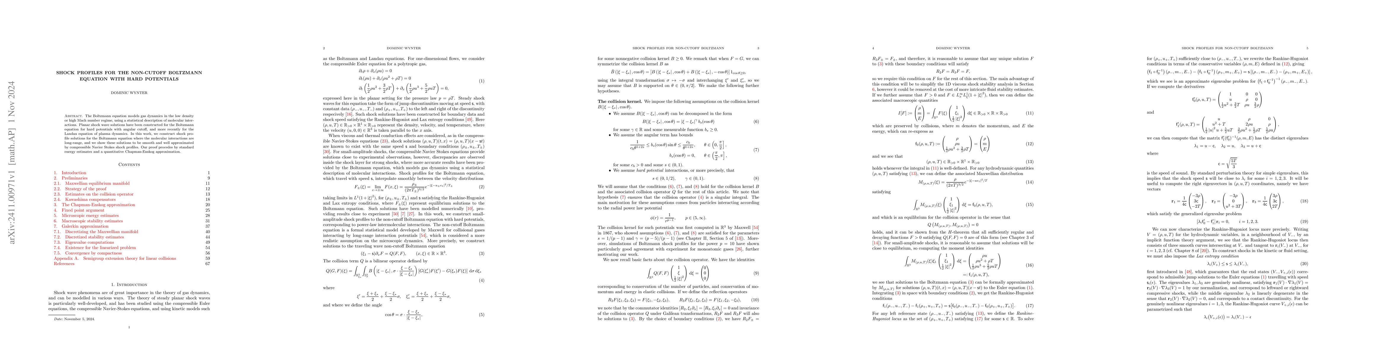 Thumbnail for Shock profiles for the non-cutoff Boltzmann equation with hard
  potentials