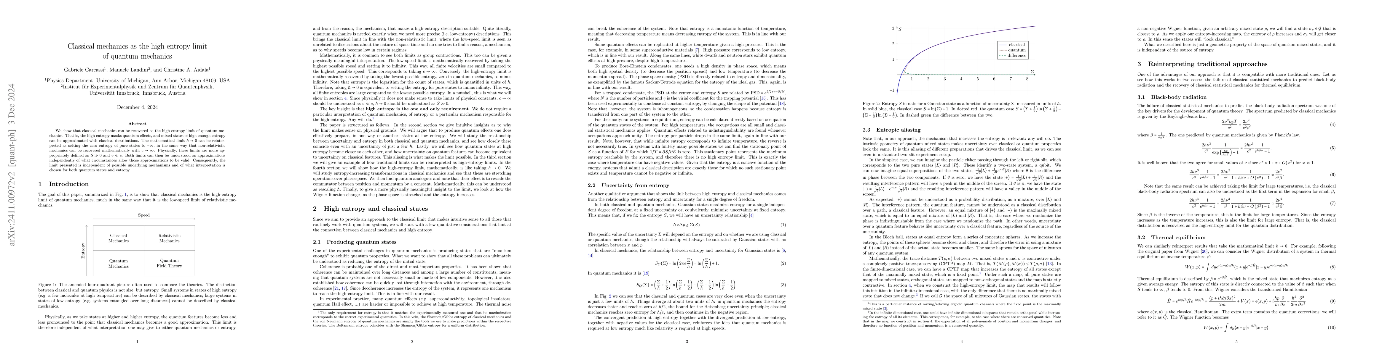 Thumbnail for Classical mechanics as the high-entropy limit of quantum mechanics