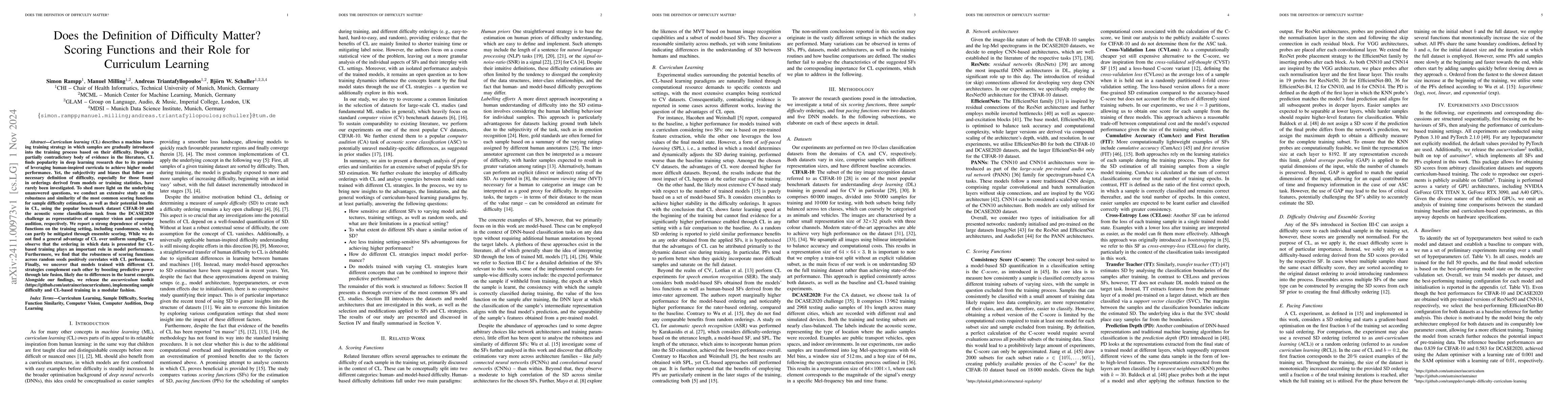 Thumbnail for Does the Definition of Difficulty Matter? Scoring Functions and their
  Role for Curriculum Learning