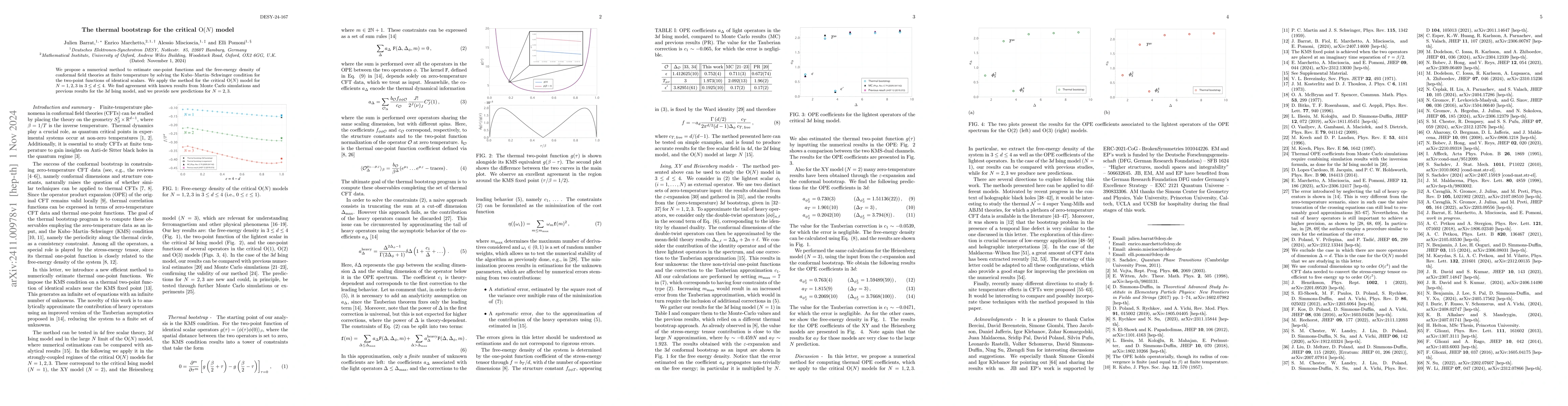 Thumbnail for The thermal bootstrap for the critical O(N) model