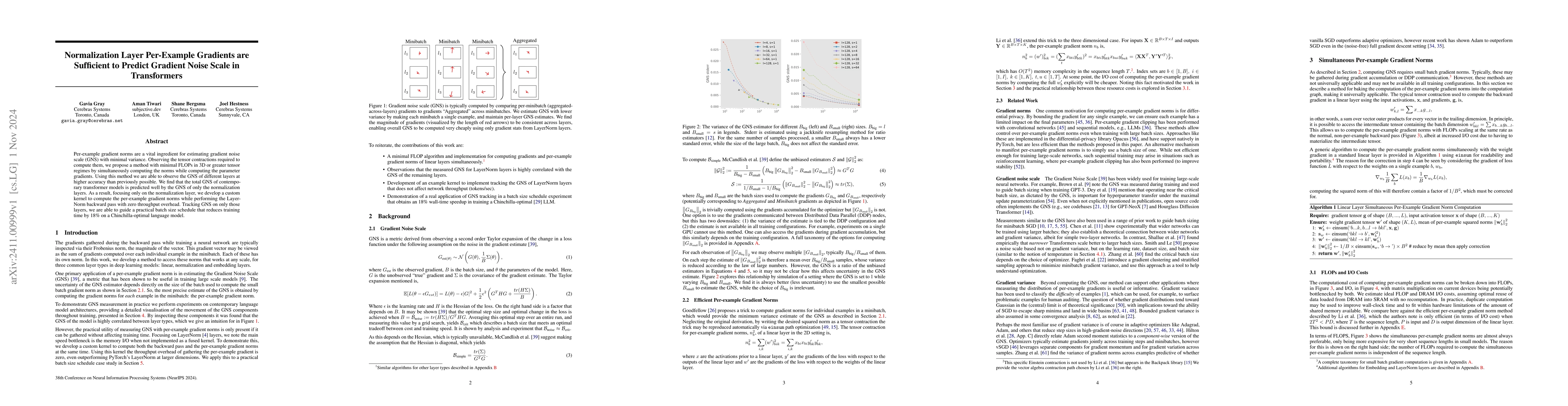 Thumbnail for Normalization Layer Per-Example Gradients are Sufficient to Predict
  Gradient Noise Scale in Transformers