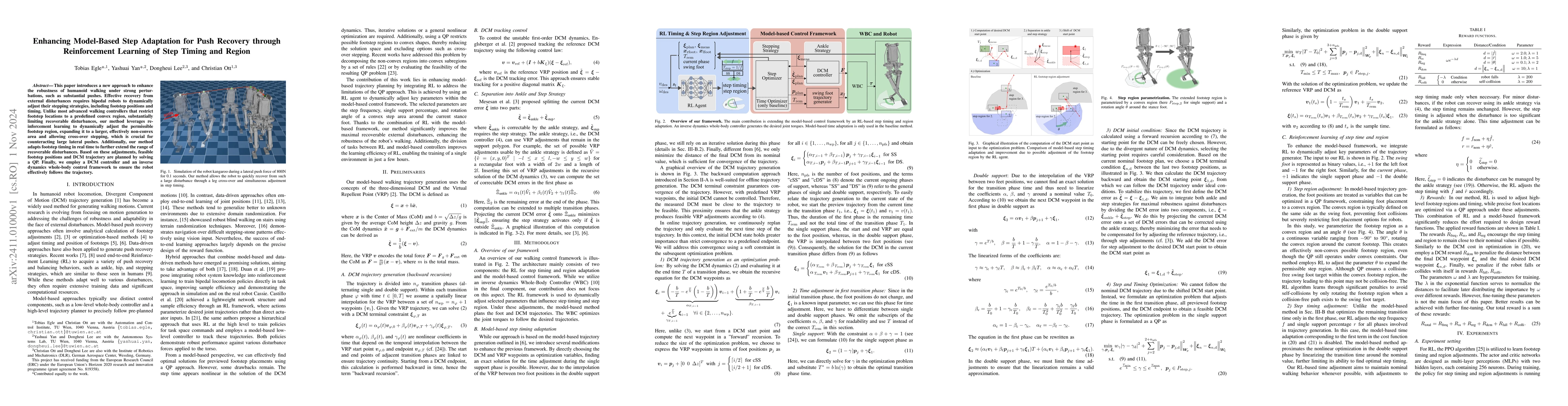Thumbnail for Enhancing Model-Based Step Adaptation for Push Recovery through
  Reinforcement Learning of Step Timing and Region