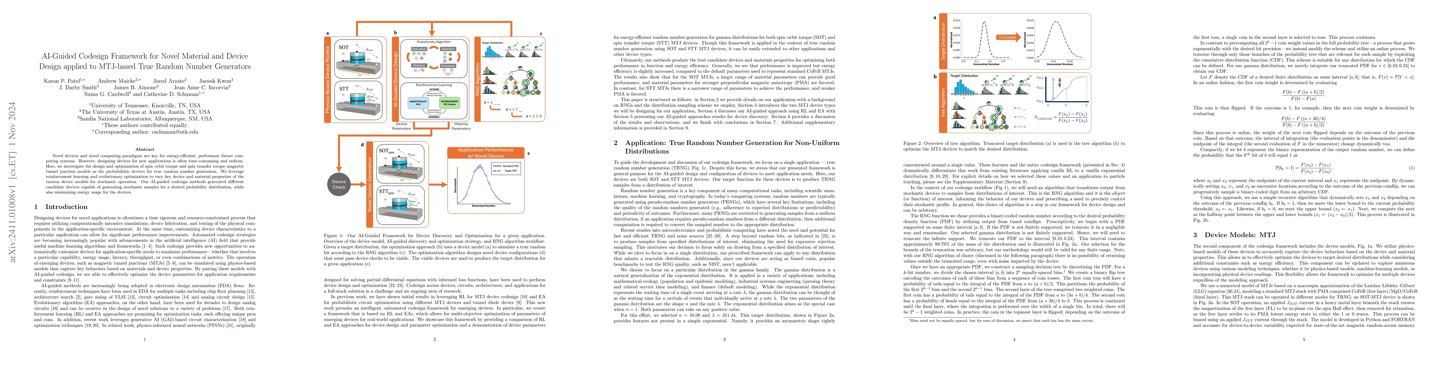 Thumbnail for AI-Guided Codesign Framework for Novel Material and Device Design
  applied to MTJ-based True Random Number Generators