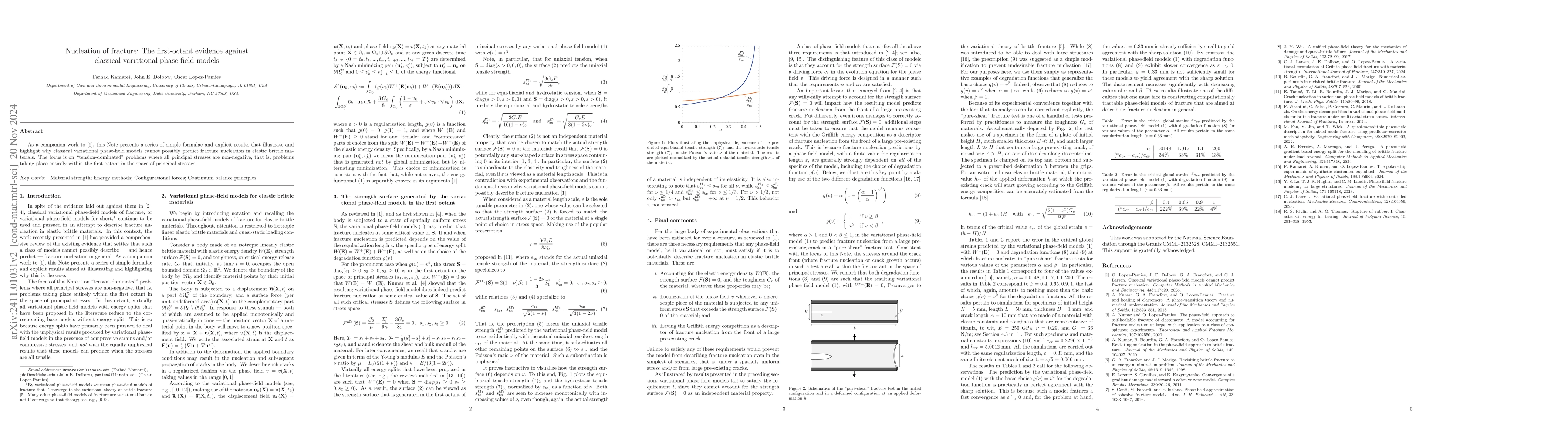 Thumbnail for Nucleation of fracture: The first-octant evidence against classical
  variational phase-field models