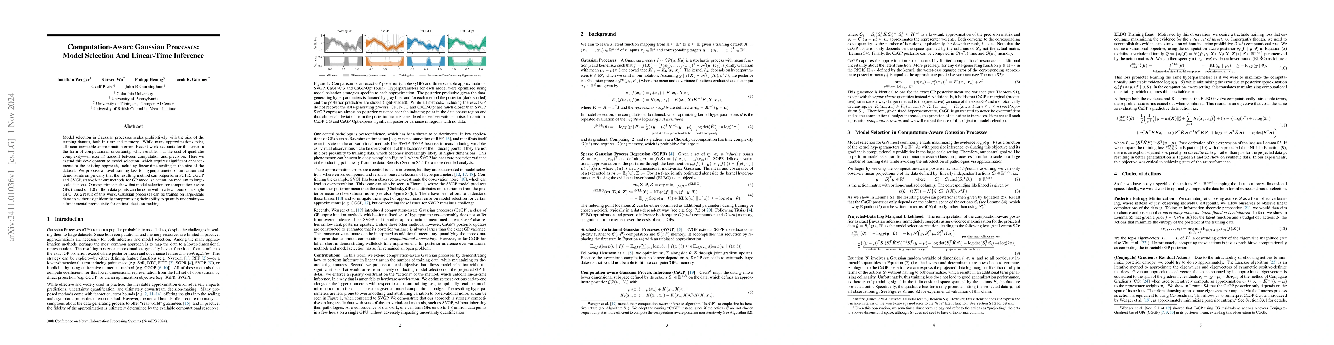 Thumbnail for Computation-Aware Gaussian Processes: Model Selection And Linear-Time
  Inference