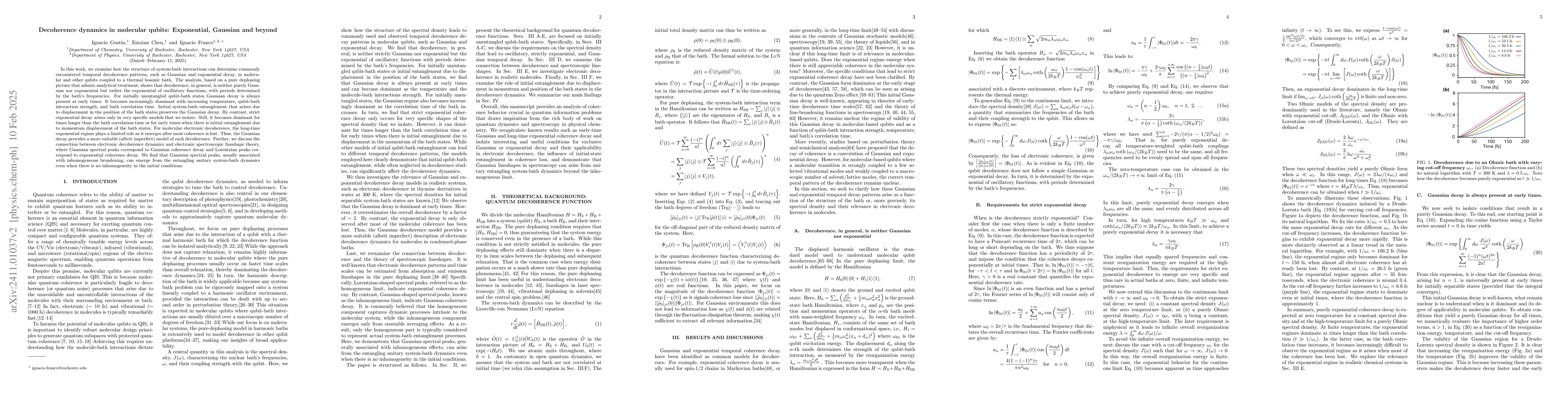 Thumbnail for Decoherence dynamics in molecular qubits: Exponential, Gaussian and
  beyond
