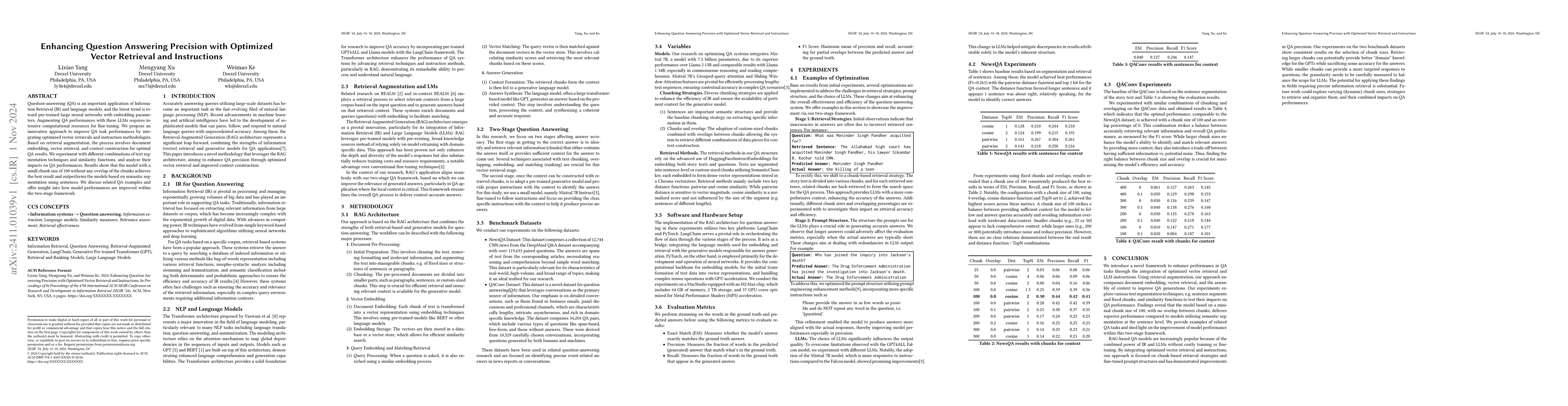 Thumbnail for Enhancing Question Answering Precision with Optimized Vector Retrieval
  and Instructions