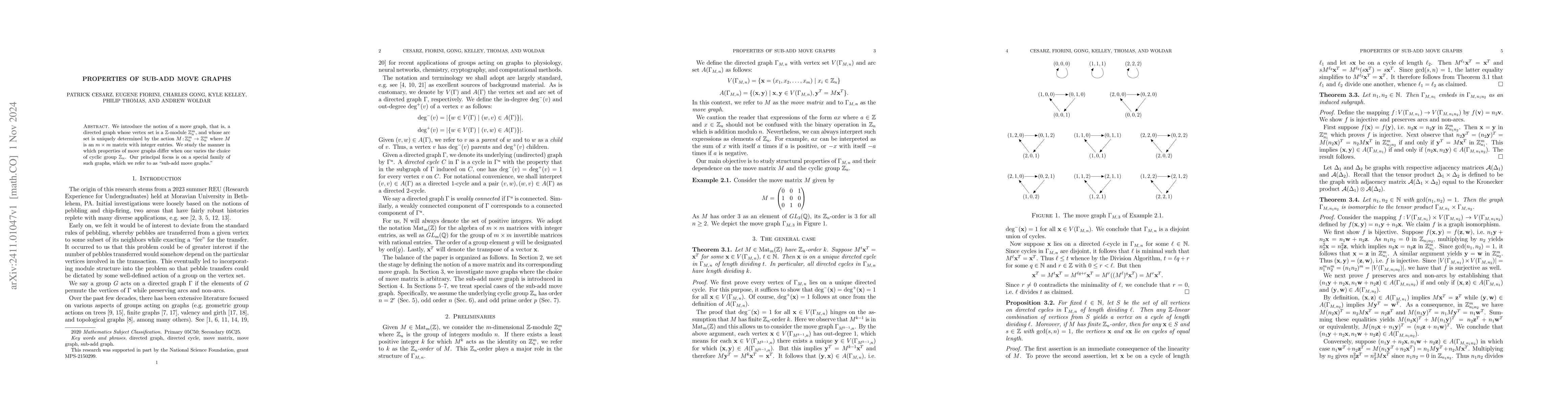 Thumbnail for Properties of Sub-Add Move Graphs