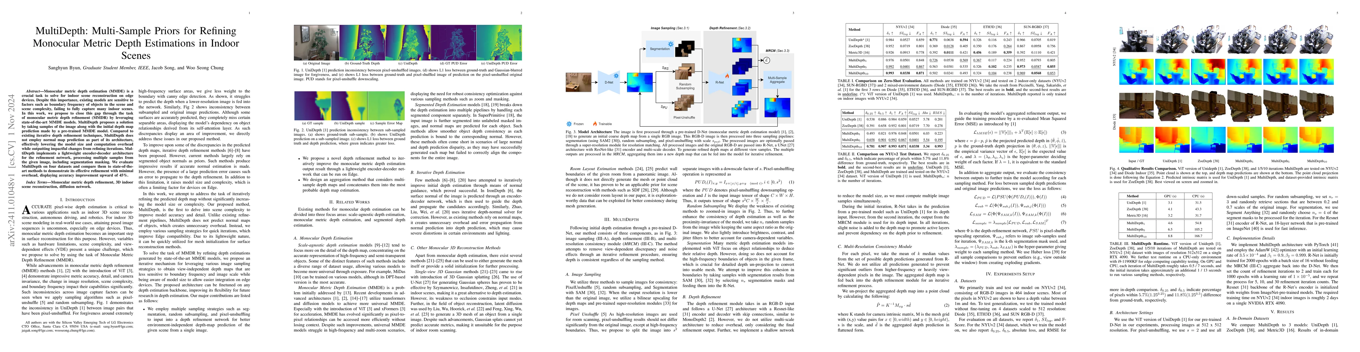 Thumbnail for MultiDepth: Multi-Sample Priors for Refining Monocular Metric Depth
  Estimations in Indoor Scenes