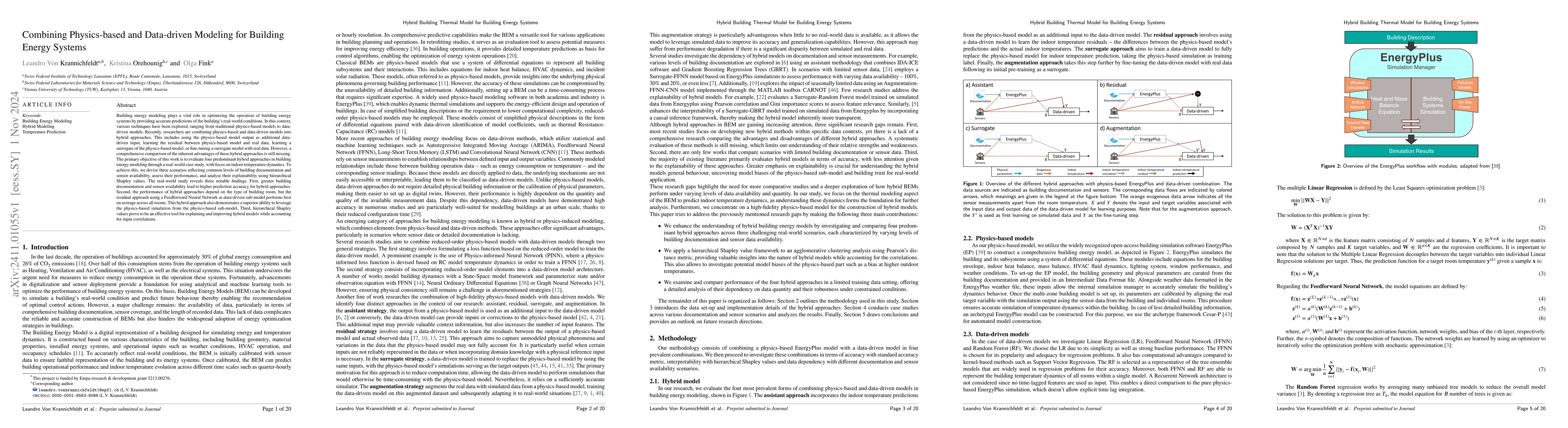 Thumbnail for Combining Physics-based and Data-driven Modeling for Building Energy
  Systems