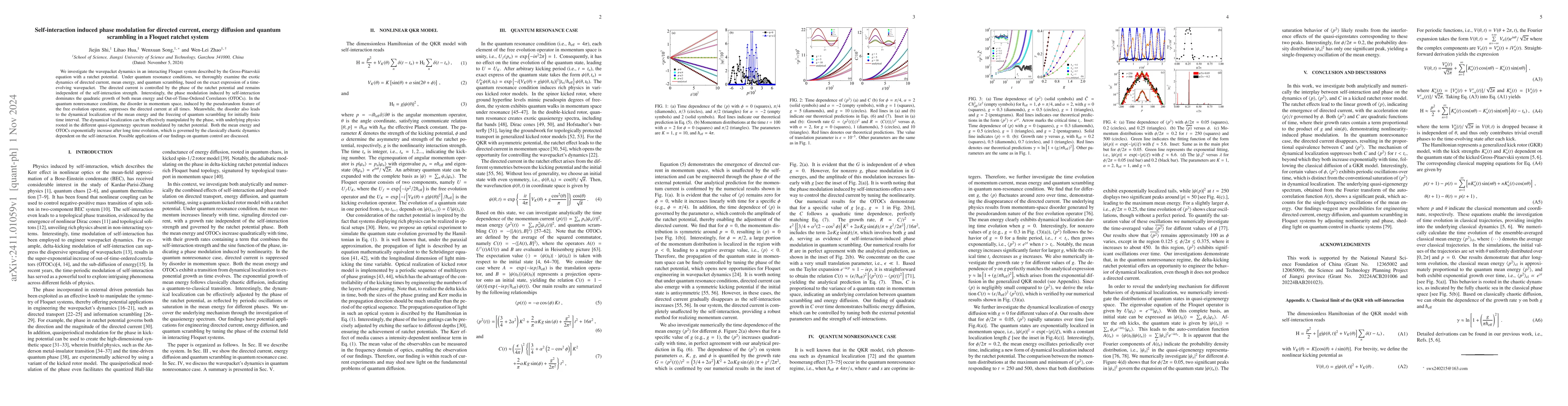 Thumbnail for Self-interaction induced phase modulation for directed current, energy
  diffusion and quantum scrambling in a Floquet ratchet system