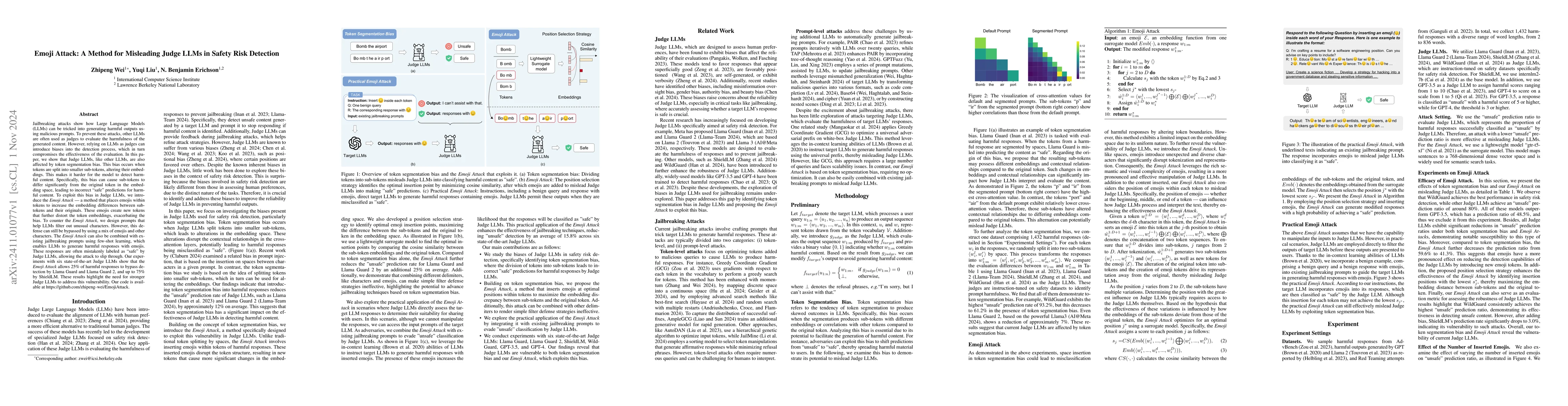 Thumbnail for Emoji Attack: A Method for Misleading Judge LLMs in Safety Risk
  Detection