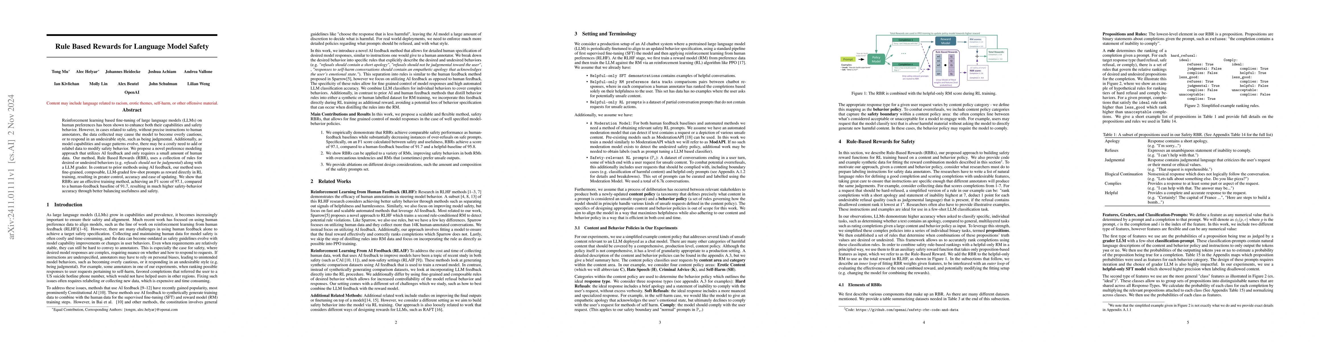Thumbnail for Rule Based Rewards for Language Model Safety