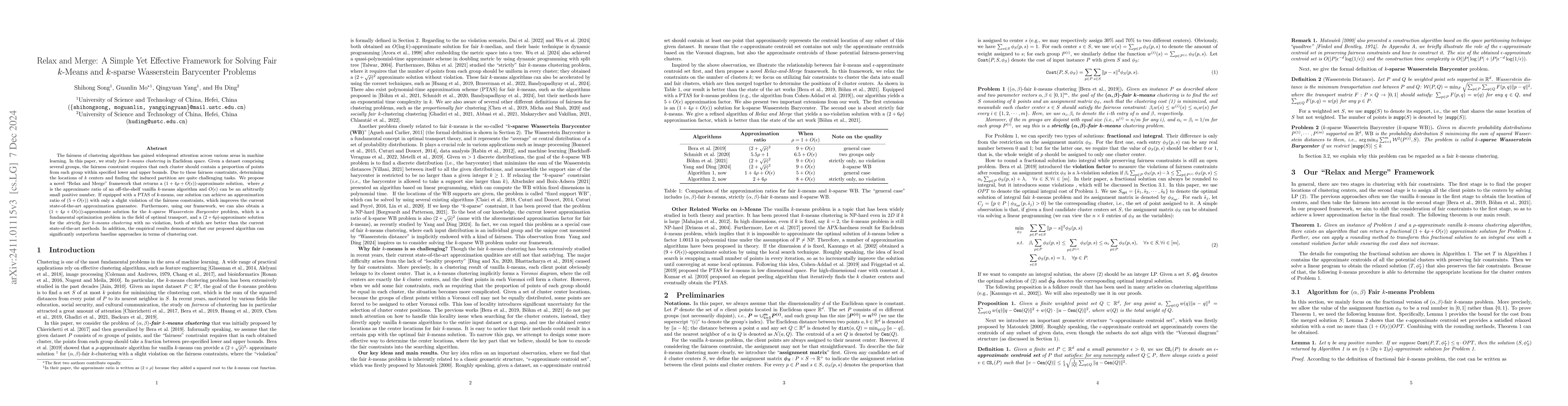 Thumbnail for Relax and Merge: A Simple Yet Effective Framework for Solving Fair
  $k$-Means and $k$-sparse Wasserstein Barycenter Problems