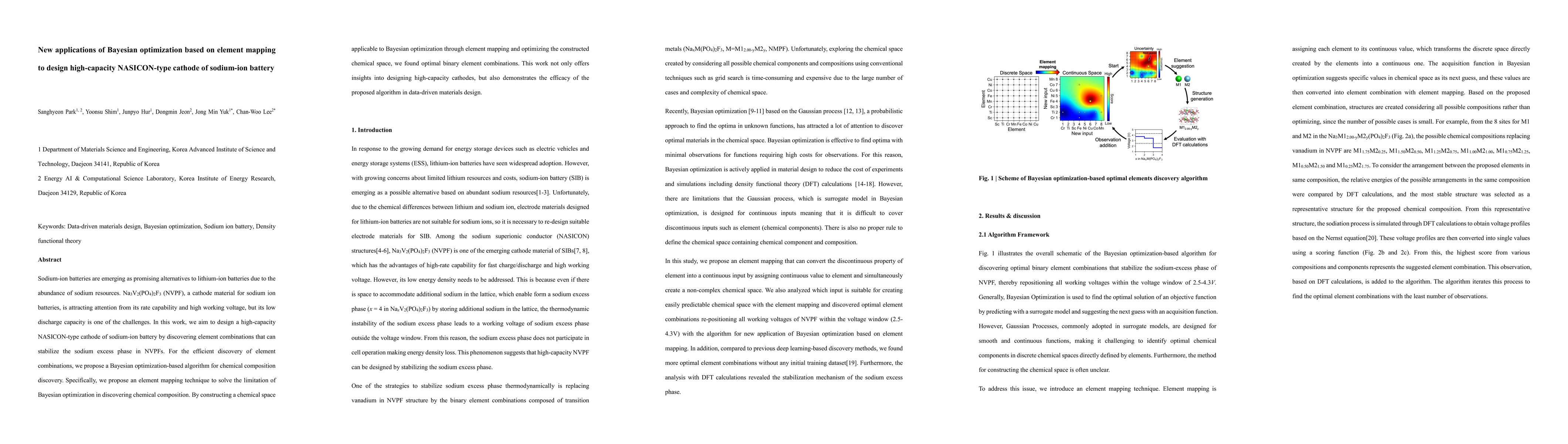 Thumbnail for New applications of Bayesian optimization based on element mapping to
  design high-capacity NASICON-type cathode of sodium-ion battery