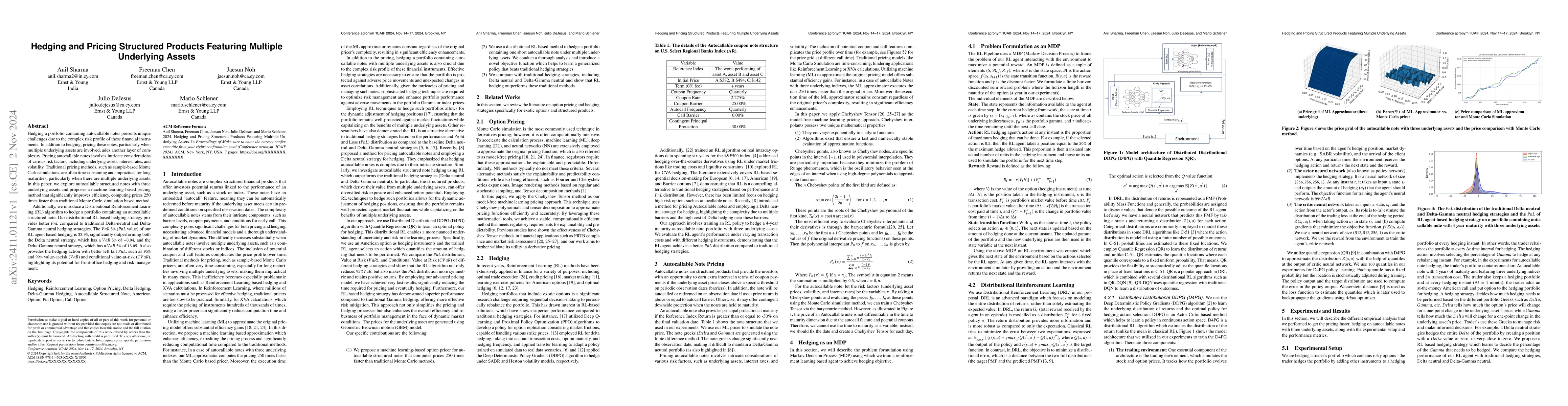 Thumbnail for Hedging and Pricing Structured Products Featuring Multiple Underlying
  Assets
