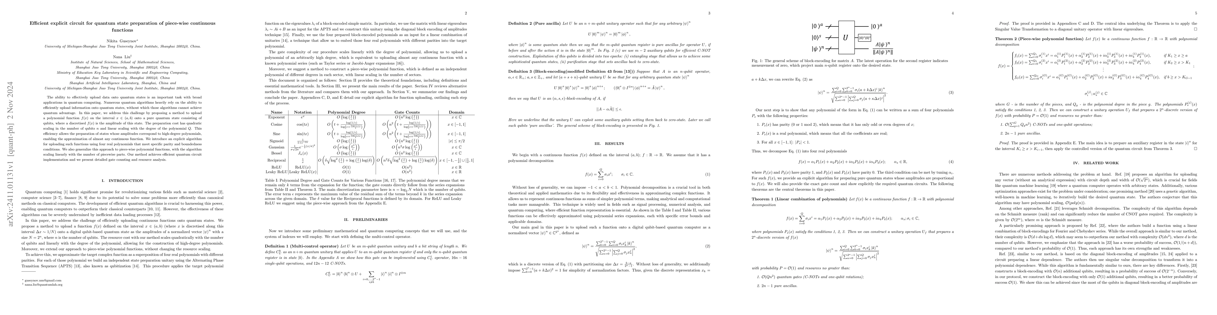 Thumbnail for Efficient explicit circuit for quantum state preparation of piece-wise
  continuous functions