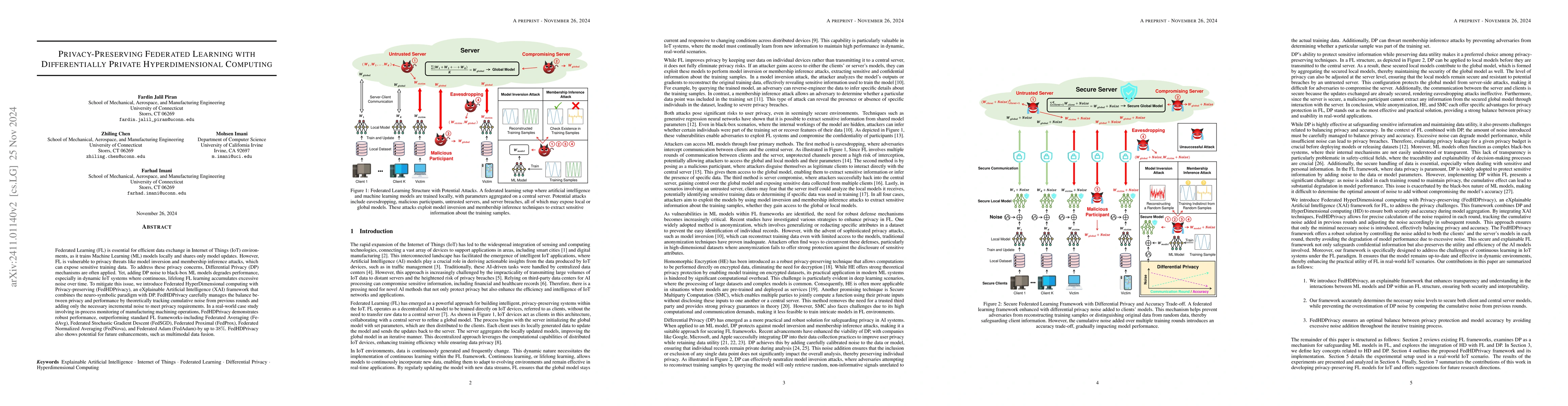 Thumbnail for Privacy-Preserving Federated Learning with Differentially Private
  Hyperdimensional Computing