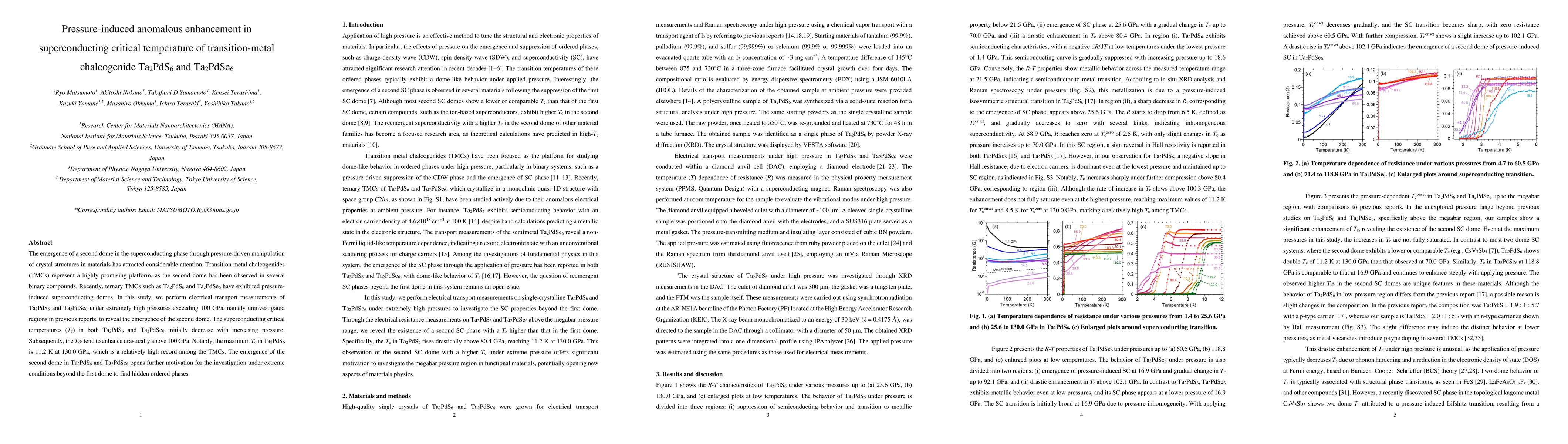 Thumbnail for Pressure-induced anomalous enhancement in superconducting critical
  temperature of transition-metal chalcogenide Ta$_2$PdS$_6$ and Ta$_2$PdSe$_6$