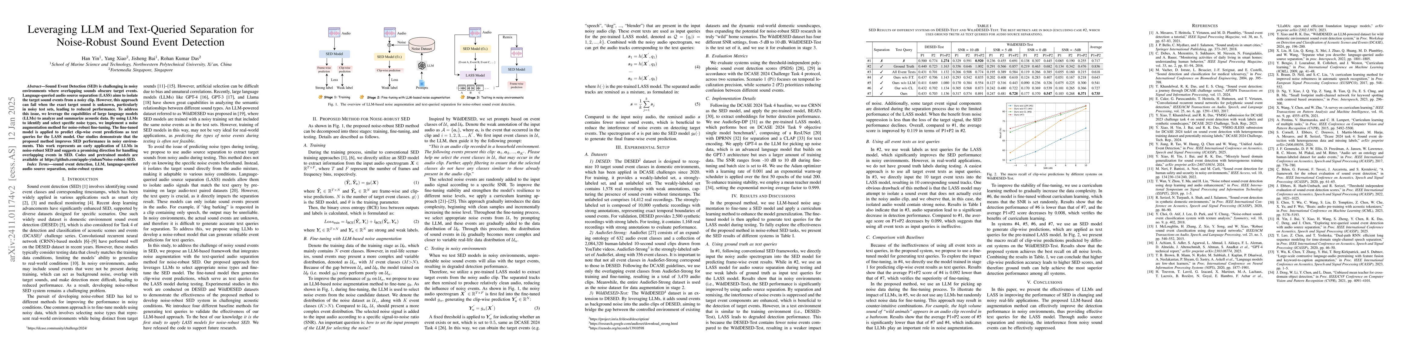 Thumbnail for Leveraging LLM and Text-Queried Separation for Noise-Robust Sound Event
  Detection