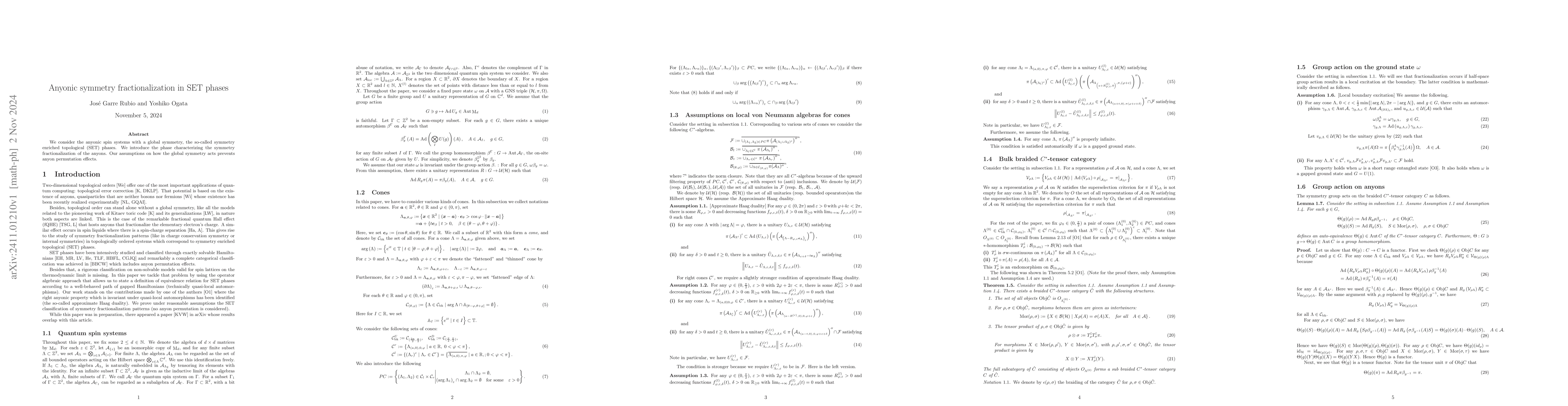 Thumbnail for Anyonic symmetry fractionalization in SET phases