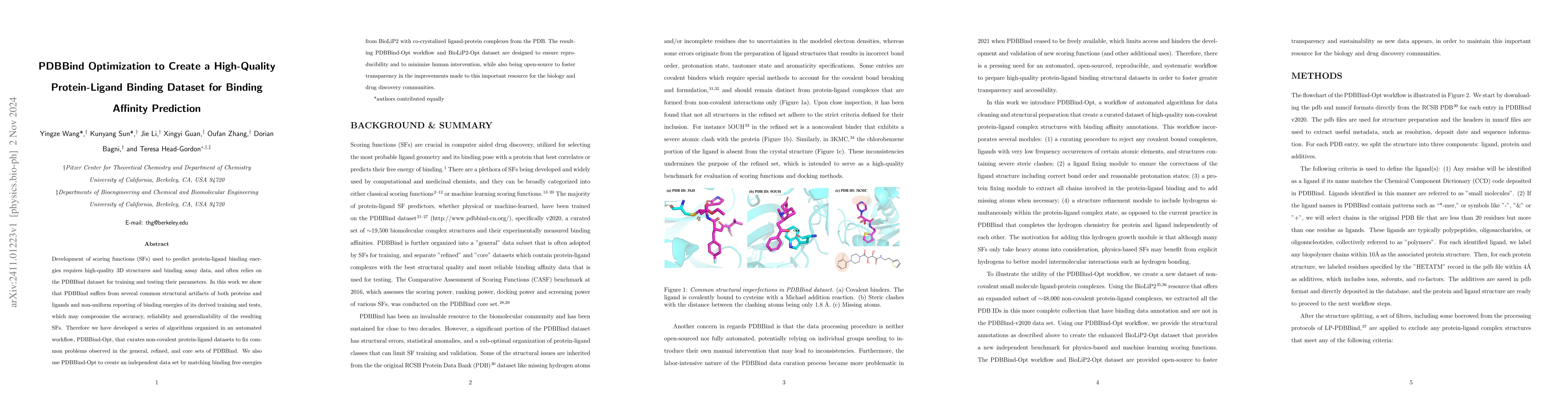 Thumbnail for PDBBind Optimization to Create a High-Quality Protein-Ligand Binding
  Dataset for Binding Affinity Prediction